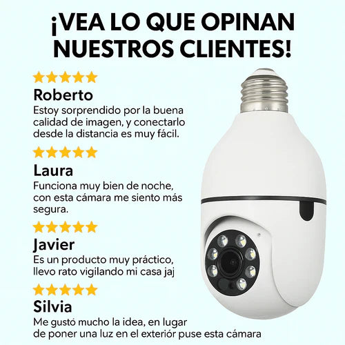 FOCO CAMARA DE SEGURIDAD 360° FULL HD VISION NOCTURNA