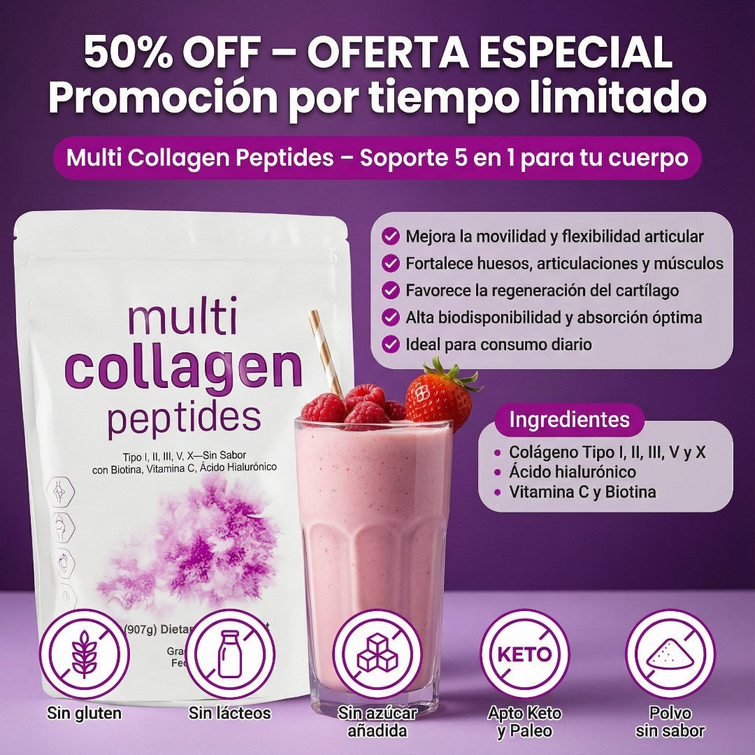 Multi Collagen Peptides 5 en 1 – Fuerza y Movimiento Todos los Días